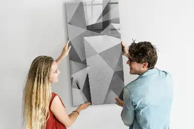 Magnetisch glazen memobord voor aan de muur met geometrische abstractie