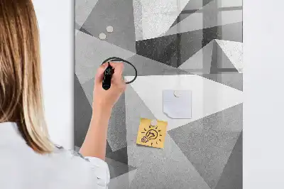 Magnetisch glazen memobord voor aan de muur met geometrische abstractie