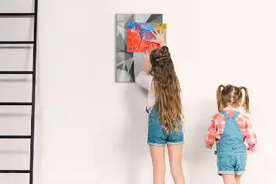 Magnetisch glazen memobord voor aan de muur met geometrische abstractie