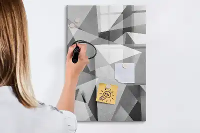 Magnetisch glazen memobord voor aan de muur met geometrische abstractie