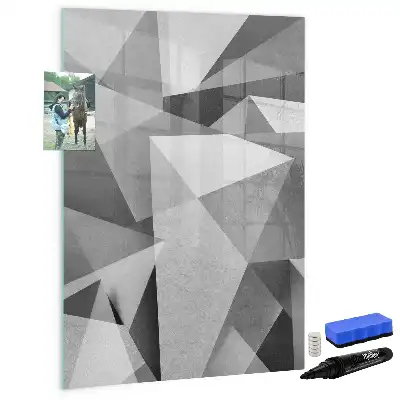 Magnetisch glazen memobord voor aan de muur met geometrische abstractie
