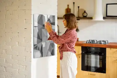 Magnetisch glazen memobord voor aan de muur met geometrische abstractie