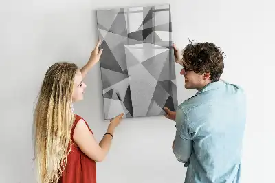 Magnetisch glazen memobord voor aan de muur met geometrische abstractie