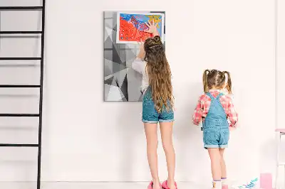 Magnetisch glazen memobord voor aan de muur met geometrische abstractie
