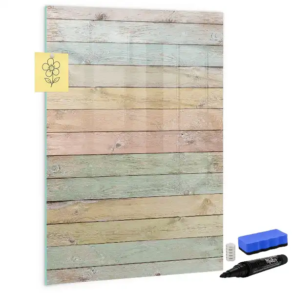 Magnetisch memobord van glas pastelkleurige wandmontage