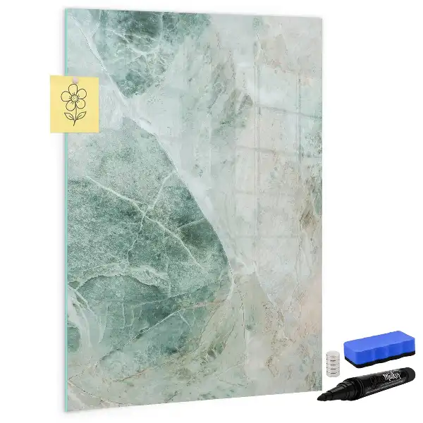 Glazen magneetbord met decoratieve print van marmersteen