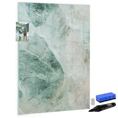 Glazen magneetbord met decoratieve print van marmersteen