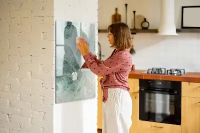 Glazen magneetbord met decoratieve print van marmersteen