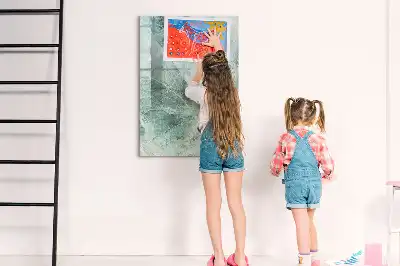 Glazen magneetbord met decoratieve print van marmersteen