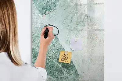 Glazen magneetbord met decoratieve print van marmersteen