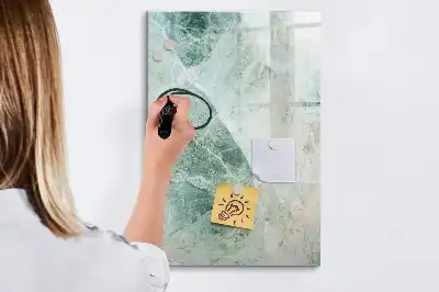 Glazen magneetbord met decoratieve print van marmersteen