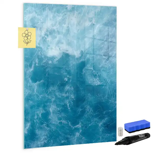Magnetisch glazen memobord voor aan de muur met afbeelding van een oceaan