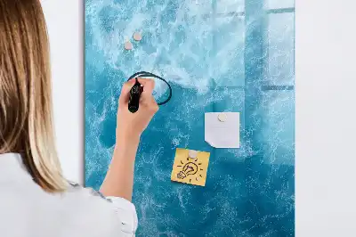 Magnetisch glazen memobord voor aan de muur met afbeelding van een oceaan