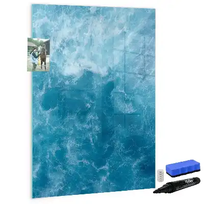 Magnetisch glazen memobord voor aan de muur met afbeelding van een oceaan