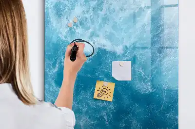 Magnetisch glazen memobord voor aan de muur met afbeelding van een oceaan