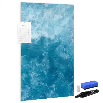Magnetisch glazen memobord voor aan de muur met afbeelding van een oceaan