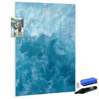 Magnetisch glazen memobord voor aan de muur met afbeelding van een oceaan