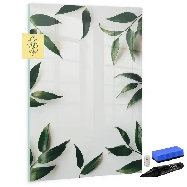 Glazen magneetbord met print van groene bladeren