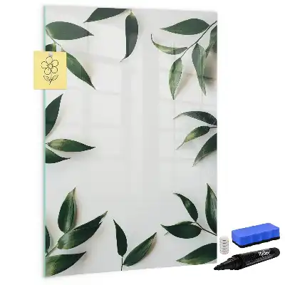 Glazen magneetbord met print van groene bladeren