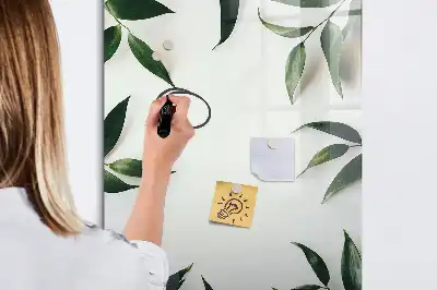 Glazen magneetbord met print van groene bladeren