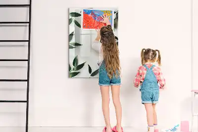 Glazen magneetbord met print van groene bladeren