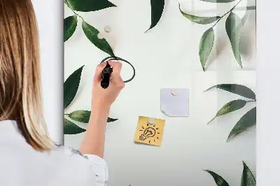 Glazen magneetbord met print van groene bladeren