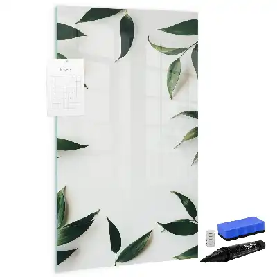 Glazen magneetbord met print van groene bladeren