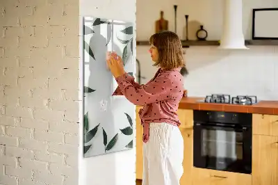 Glazen magneetbord met print van groene bladeren