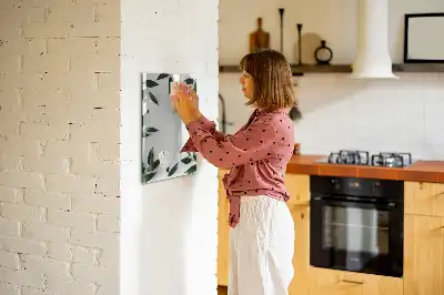 Glazen magneetbord met print van groene bladeren