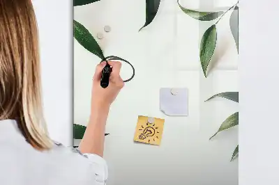 Glazen magneetbord met print van groene bladeren