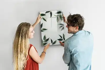 Glazen magneetbord met print van groene bladeren
