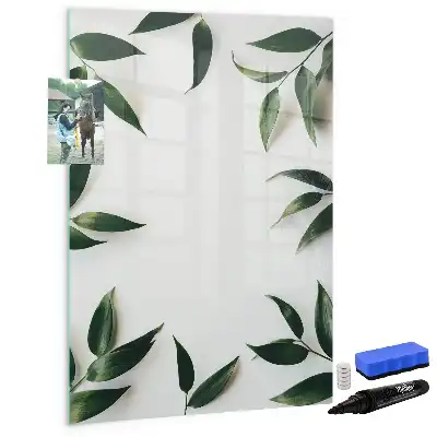 Glazen magneetbord met print van groene bladeren