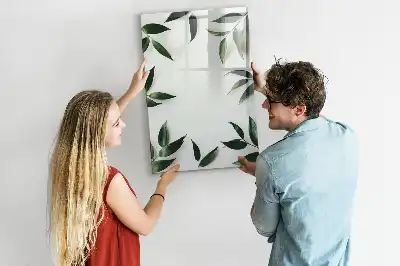 Glazen magneetbord met print van groene bladeren