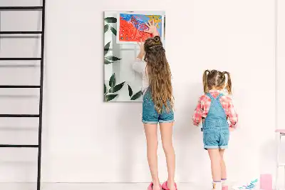 Glazen magneetbord met print van groene bladeren