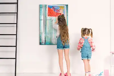Magnetisch memobord van glas in vintage houtstijl