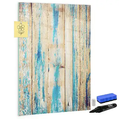 Glazen magneetbord met print van antiek hout