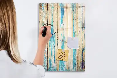 Glazen magneetbord met print van antiek hout