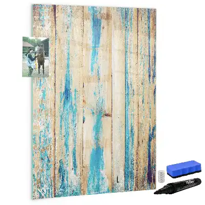Glazen magneetbord met print van antiek hout
