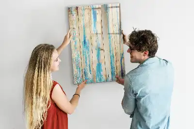 Glazen magneetbord met print van antiek hout