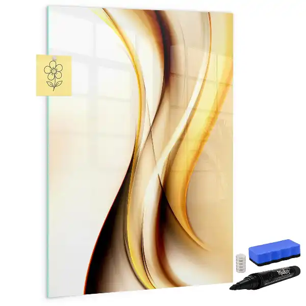 Magnetisch memobord van glas met abstracte gouden golf