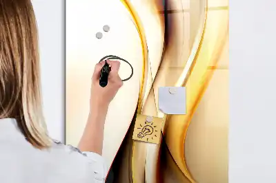 Magnetisch memobord van glas met abstracte gouden golf