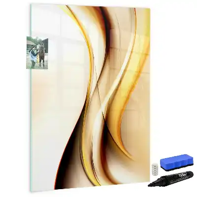 Magnetisch memobord van glas met abstracte gouden golf