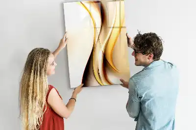 Magnetisch memobord van glas met abstracte gouden golf