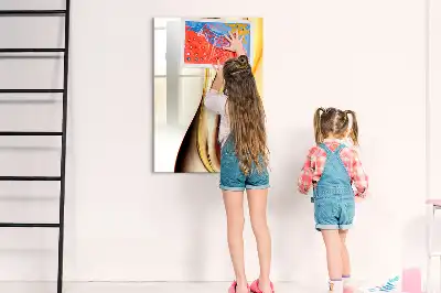 Magnetisch memobord van glas met abstracte gouden golf