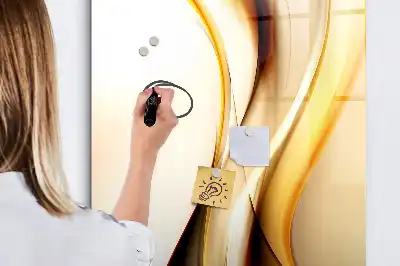 Magnetisch memobord van glas met abstracte gouden golf