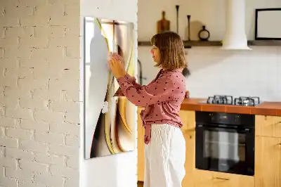 Magnetisch memobord van glas met abstracte gouden golf