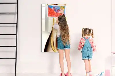 Magnetisch memobord van glas met abstracte gouden golf