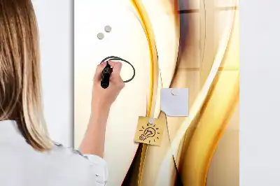 Magnetisch memobord van glas met abstracte gouden golf