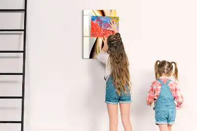Magnetisch memobord van glas met abstracte gouden golf