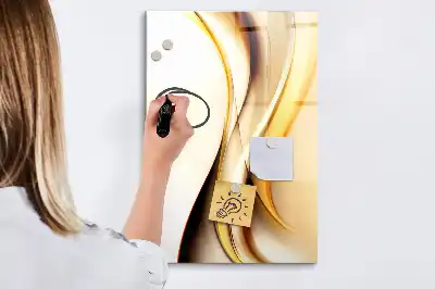 Magnetisch memobord van glas met abstracte gouden golf